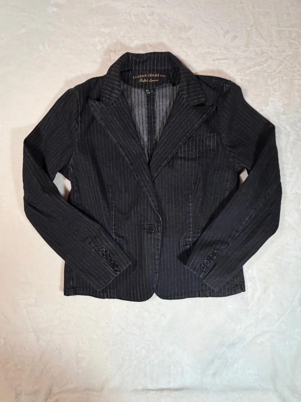 Lauren Jeans Co. Ralph Lauren Black Pinstripe Denim Jacket - 1 of 2 Piece Set - Picture 2 of 13